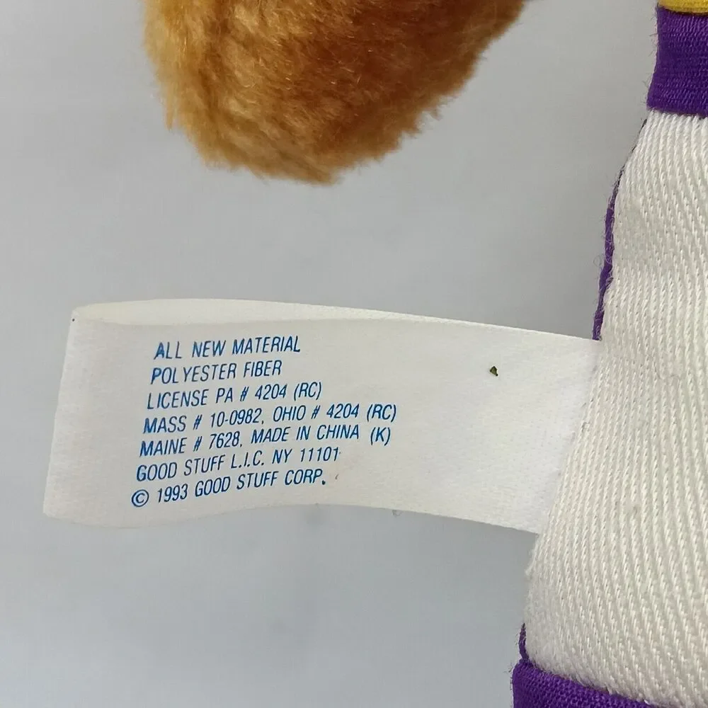 NBA LA Lakers Bear Mascot Good Stuff Plush Official Licensed Vintage 1993